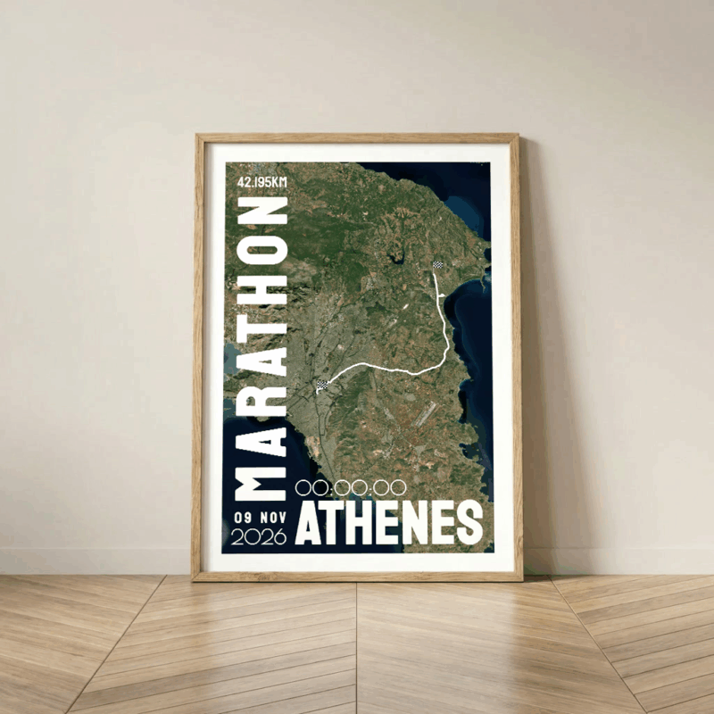 Affiche carte Athènes Marathon