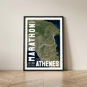 Affiche carte Athènes Marathon