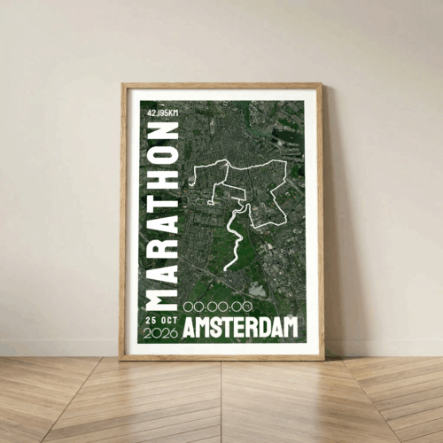 Affiche carte Amsterdam Marathon