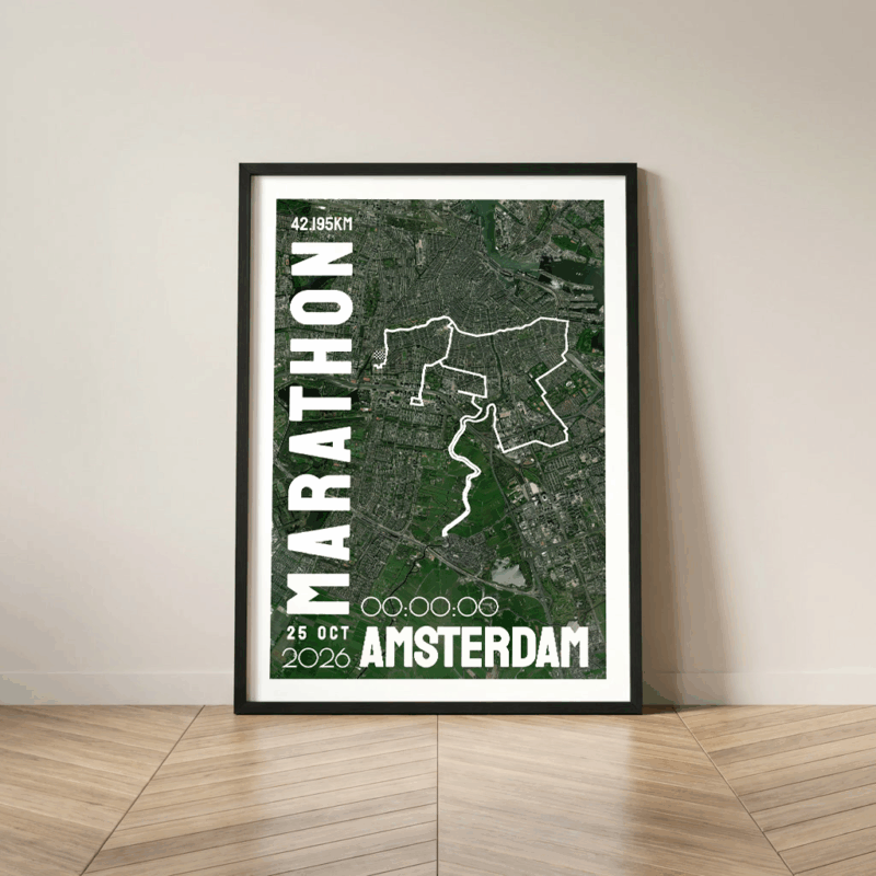 Affiche carte Amsterdam Marathon