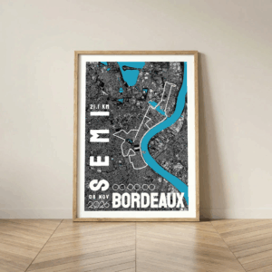 Affiche carte semi-marathon de Bordeaux