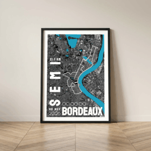 Affiche carte semi-marathon de Bordeaux