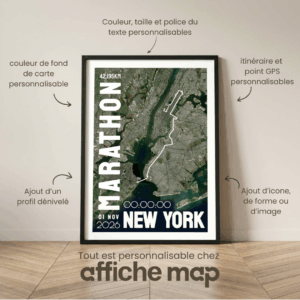 Affiche carte New York Marathon