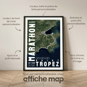 Affiche carte Saint Tropez Marathon