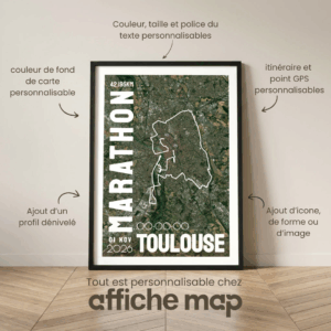 Affiche carte Toulouse Marathon