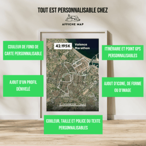 AFSRU0048 - Cadre + personnalisation Affiche carte Valence Marathon