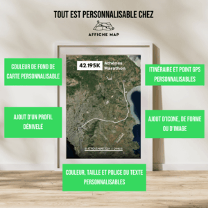 Affiche carte Athènes Marathon