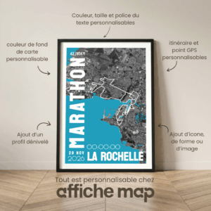 Affiche carte la Rochelle Marathon