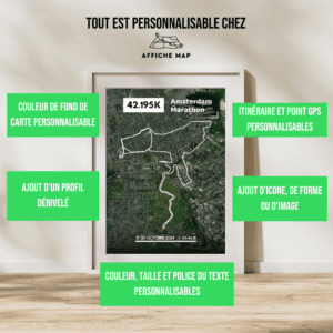 Affiche carte Amsterdam Marathon