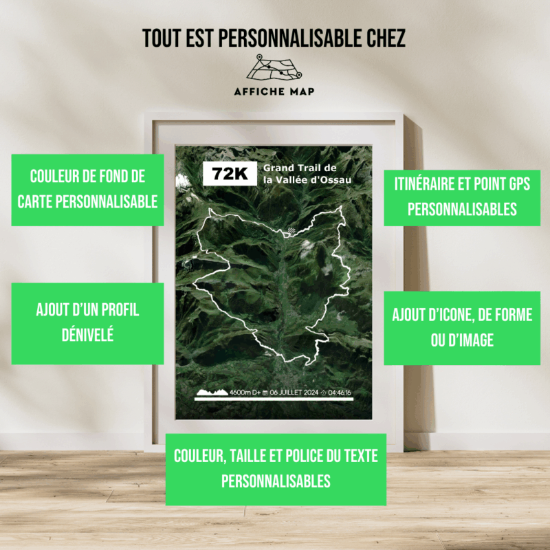 Affiche carte Grand Trail de la Vallée d'Ossau