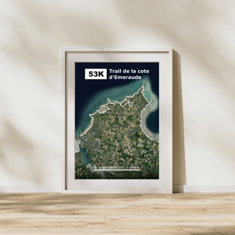 Affiche carte du trail de la côte d'Emeraude