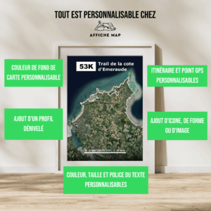 Affiche carte du trail de la côte d'Emeraude