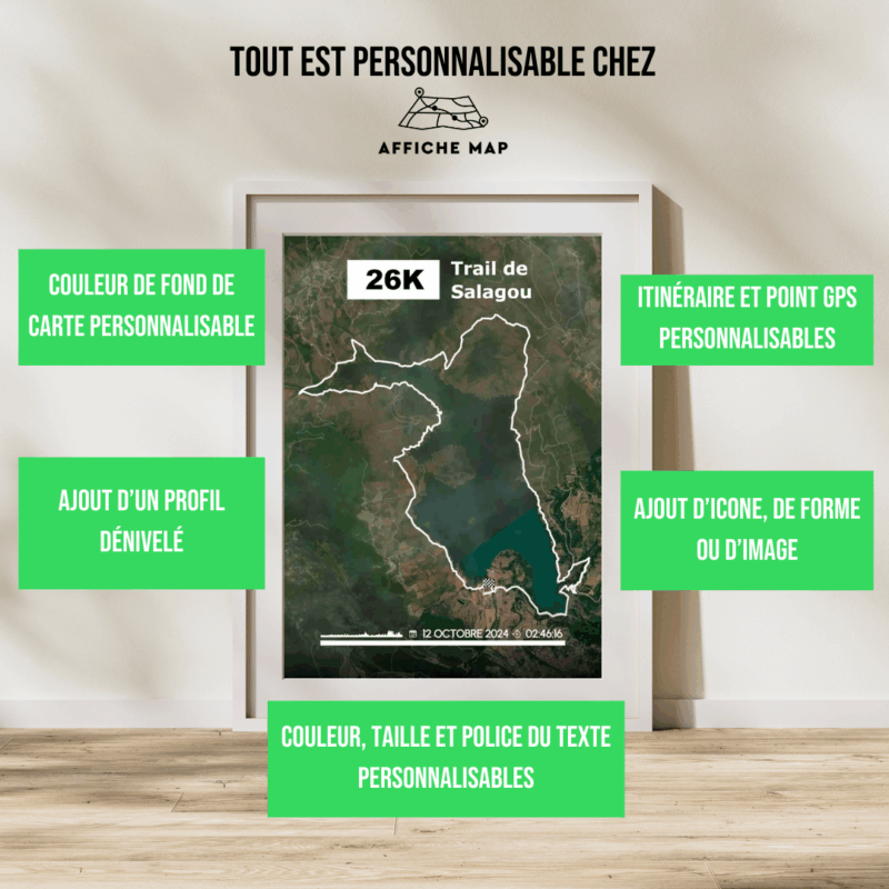 Affiche carte 26km du trail du Salagou