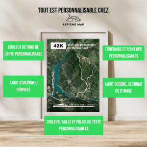 Affiche carte 42km du trail des passerelles de monteynard