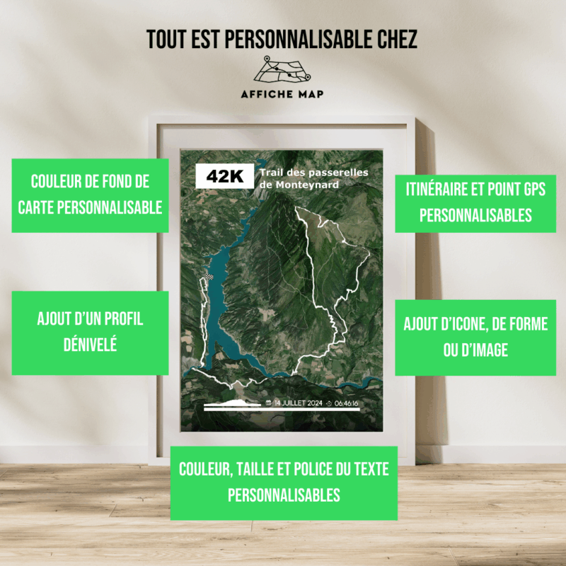 Affiche carte 42km du trail des passerelles de monteynard