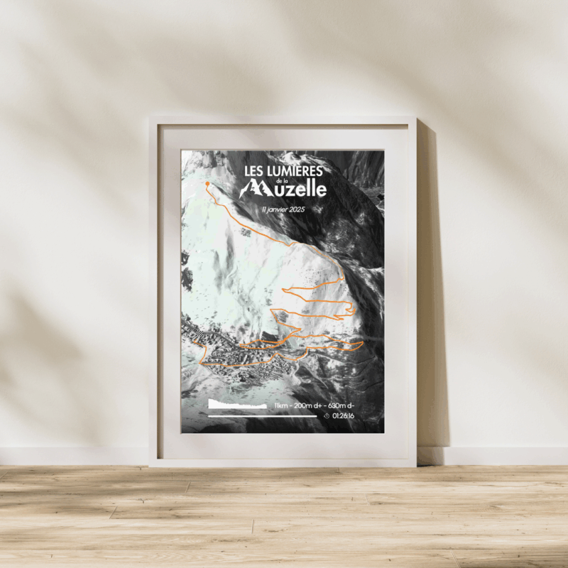 Affiche carte 11km du trail Les Lumières de la Muzelle - Les 2 Alpes