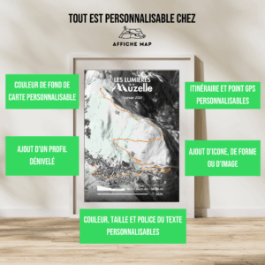 Affiche carte 8km du trail Les Lumières de la Muzelle - Les 2 Alpes