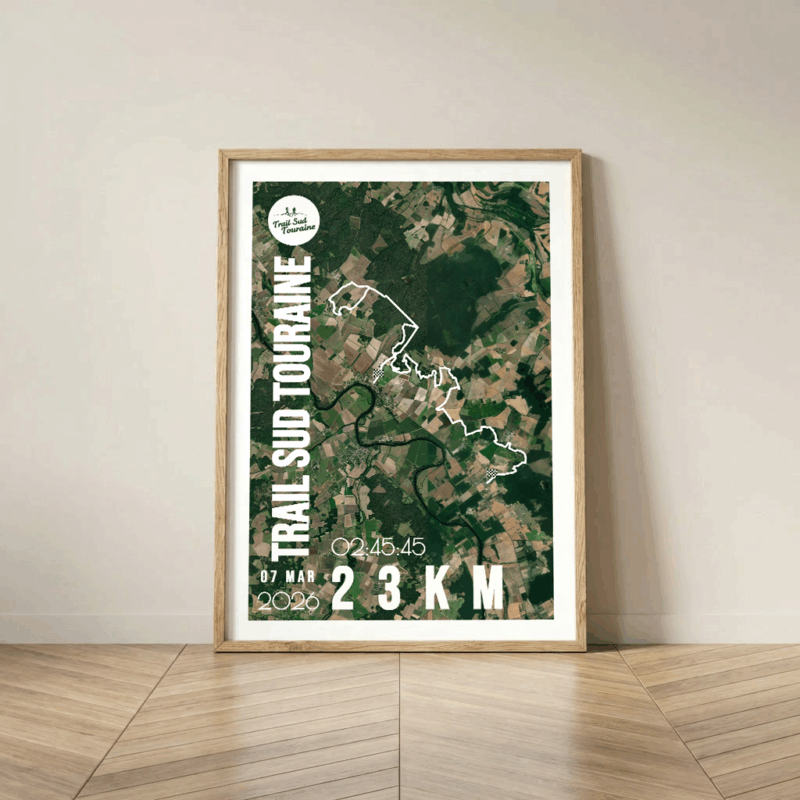 Affiche carte trail sud Touraine 23km