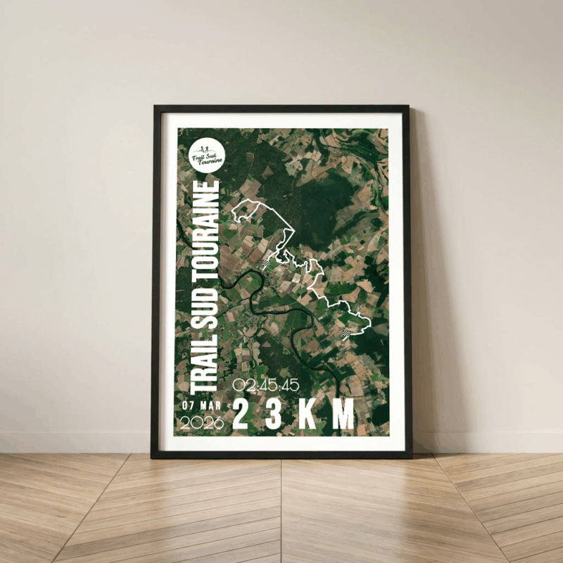 Affiche carte trail sud Touraine 23km