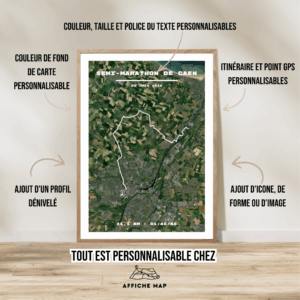 Affiche carte Semi Marathon de Caen