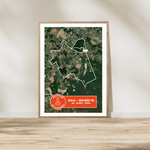 Affiche satellite carte semi marathon Cheverny 2025