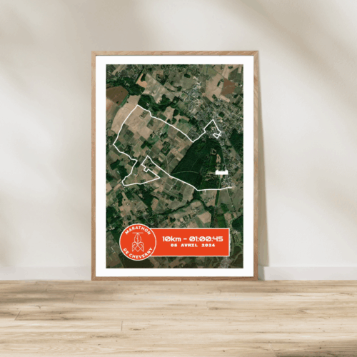 Affiche carte satellite 10km Cheverny 2025
