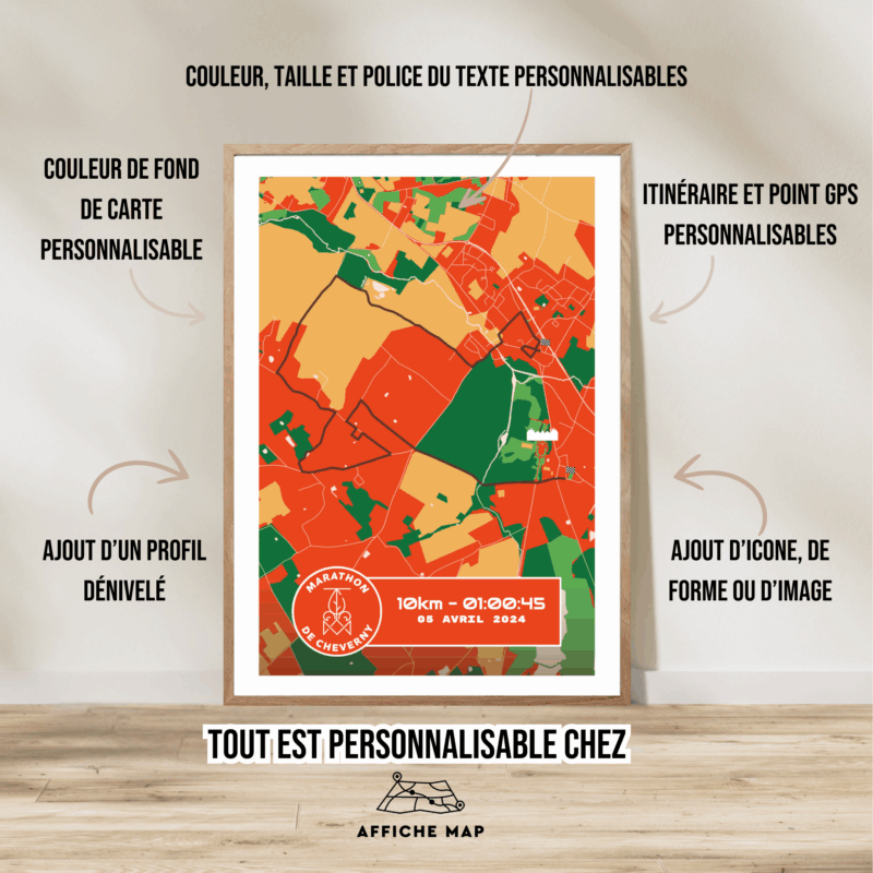 Affiche carte 10km Cheverny 2025