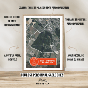 Affiche carte satellite 5km Cheverny 2025