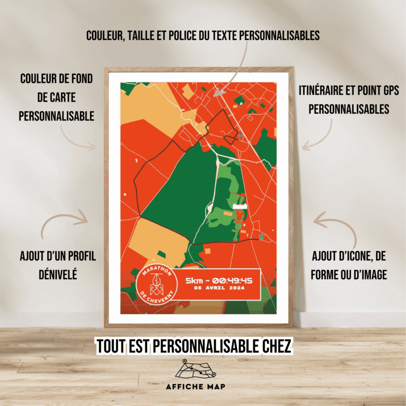 Affiche carte 5km Cheverny 2025