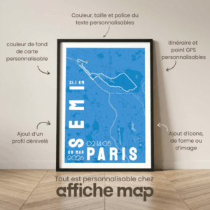 Affiche carte Semi marathon Paris