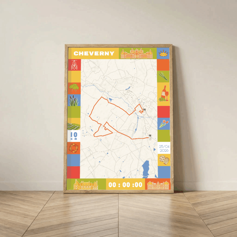 AFSRU0007e-2026_Cadre Bois_10km_Mockup_Affiche 10km Cheverny Affiche carte 10km Cheverny