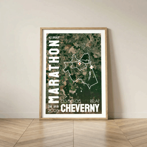 Affiche carte satellite Marathon Relais Cheverny