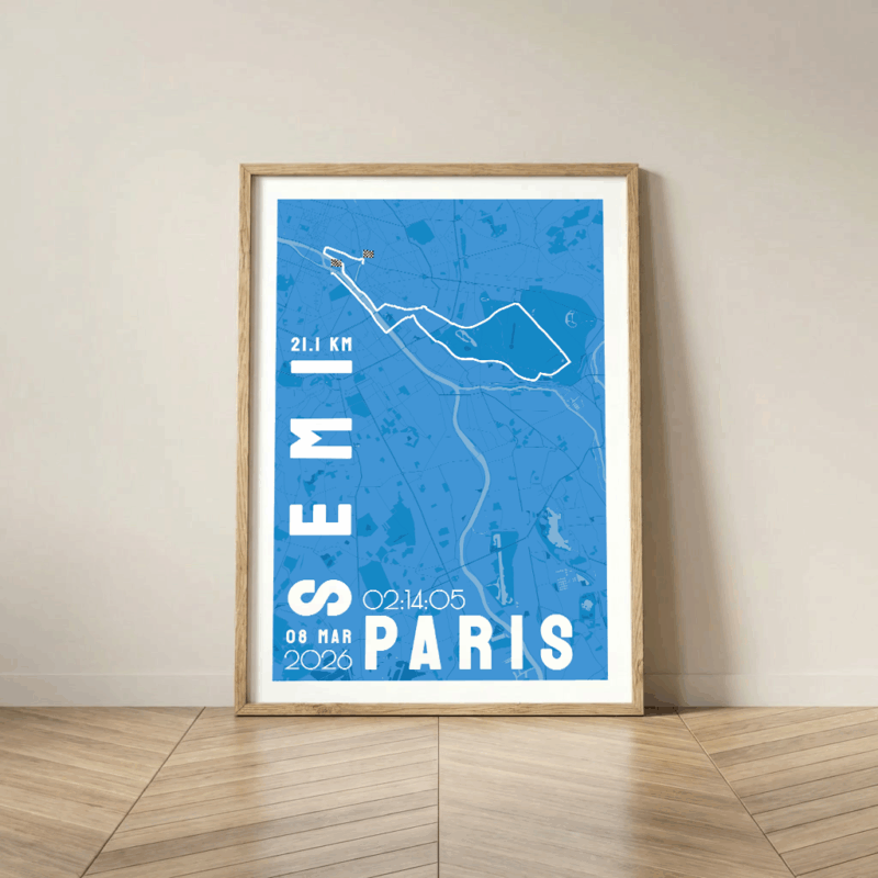 Affiche carte Semi marathon Paris