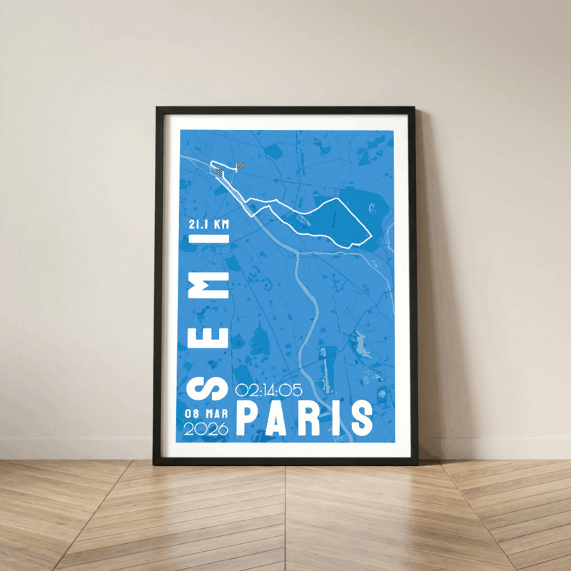 Affiche carte Semi marathon Paris