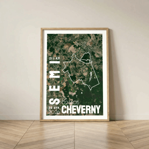 AFSTR0007b Satellite_Cadre Bois_21km_Mockup_Affiche Semi Marathon Cheverny Affiche satellite carte semi marathon Cheverny