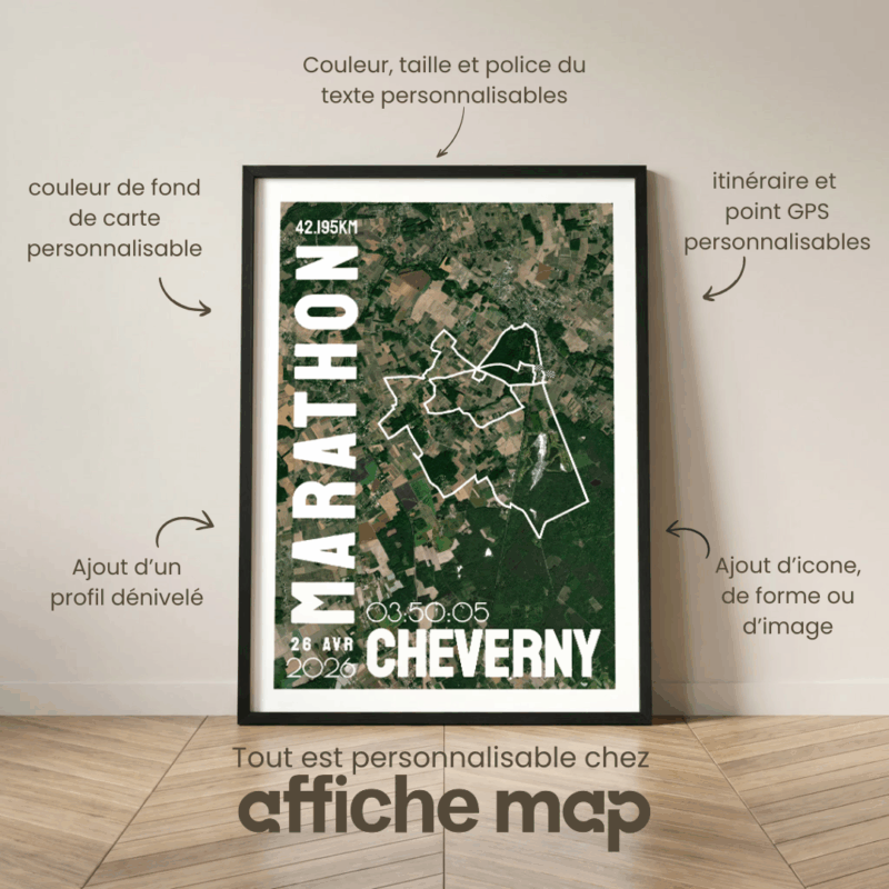 Affiche satellite carte Marathon Cheverny