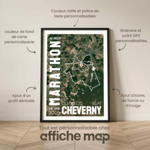 AFSTR0007d-satellite_Cadre Noir_42.195km_MockupAvecTexte_Affiche Marathon Relai Cheverny Affiche carte satellite Marathon Relais Cheverny