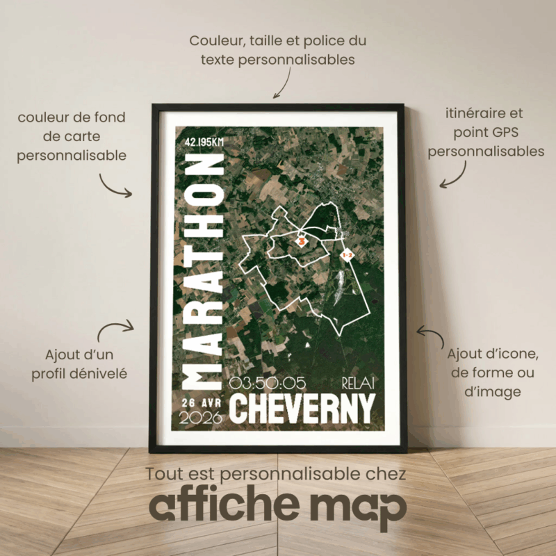 AFSTR0007d-satellite_Cadre Noir_42.195km_MockupAvecTexte_Affiche Marathon Relai Cheverny Affiche carte satellite Marathon Relais Cheverny
