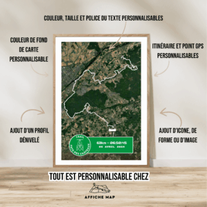 Affiche satellite carte Trail 63km 2025