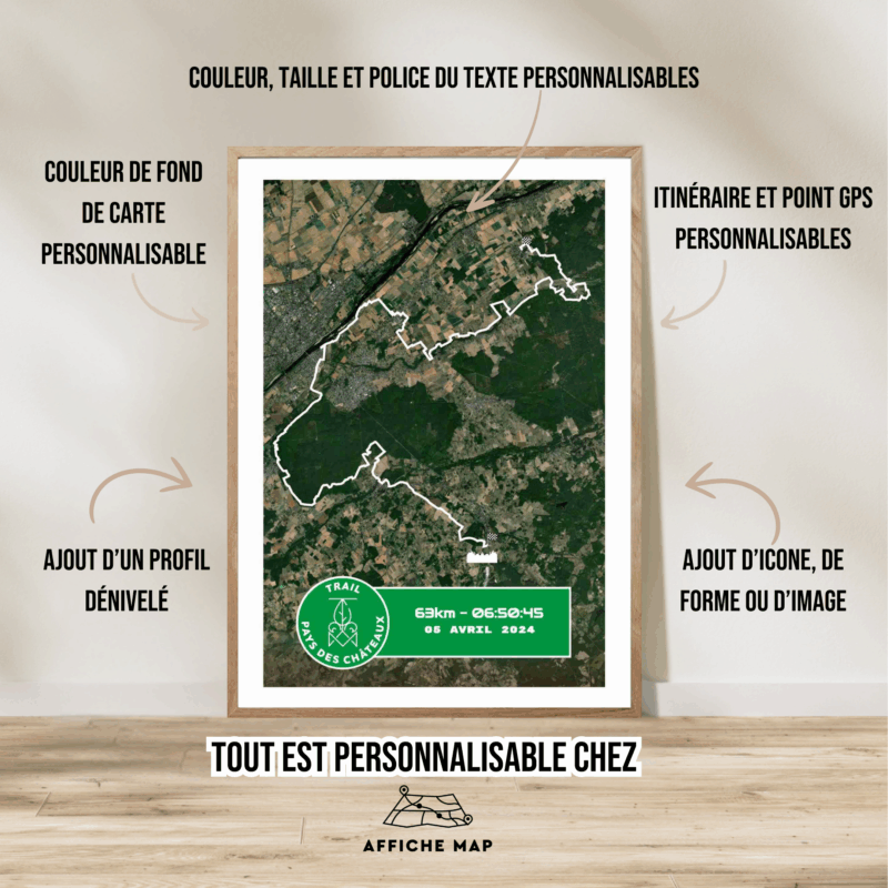 Affiche satellite carte Trail 63km 2025
