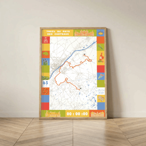 Affiche satellite carte Trail 63km