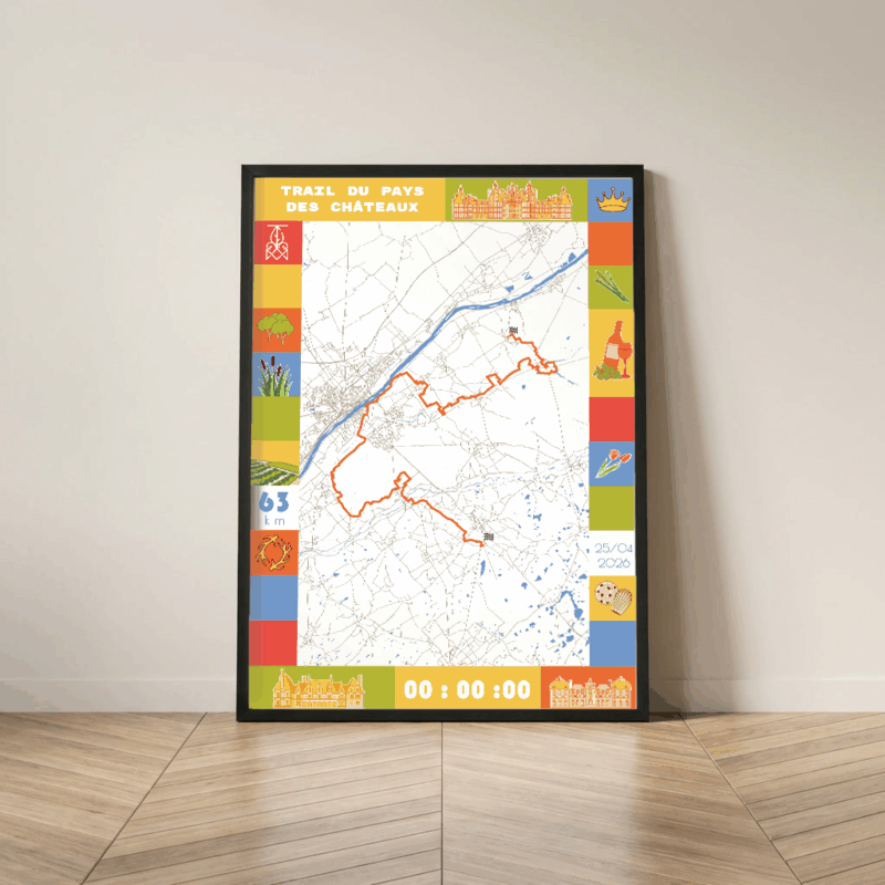 Affiche satellite carte Trail 63km