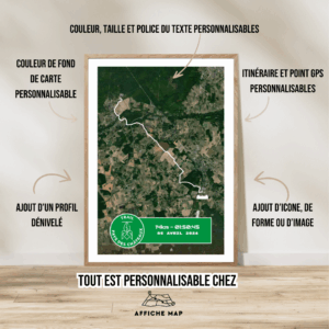 Affiche satellite carte Trail 14km 2025