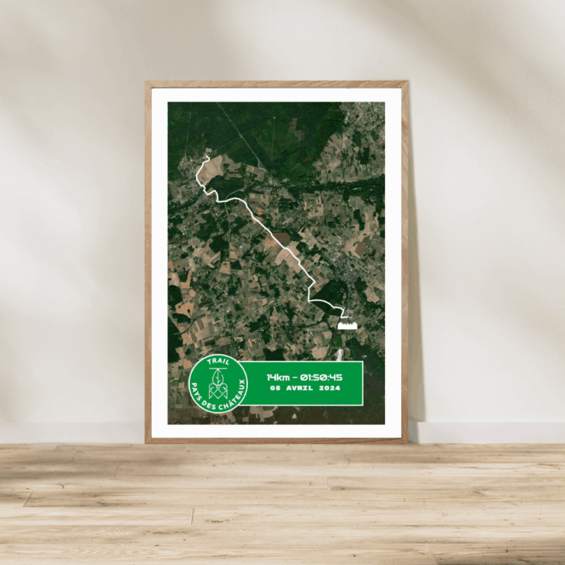 Affiche satellite carte Trail 14km 2025