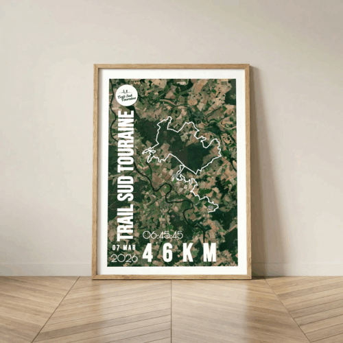 Affiche carte trail sud Touraine 46km