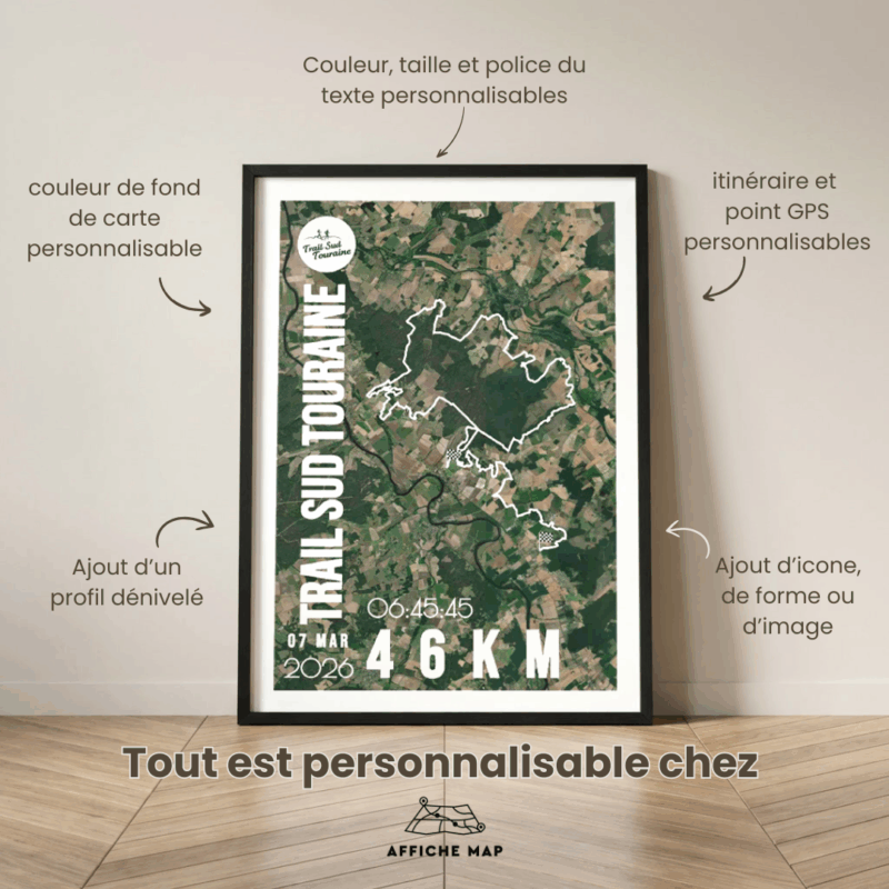 AFSTR001b-2026_Cadre Noir_46km_Affiche Trails Sud Touraine Affiche carte trail sud Touraine 46km