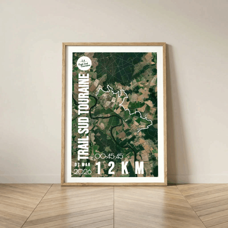 Affiche carte trail sud Touraine 12km