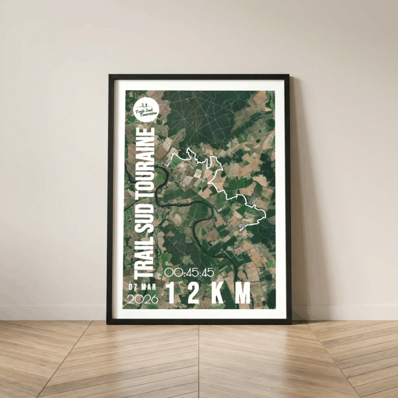 Affiche carte trail sud Touraine 12km