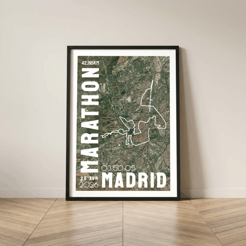 Affiche carte marathon Madrid