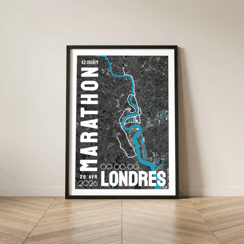 Affiche carte marathon Londres